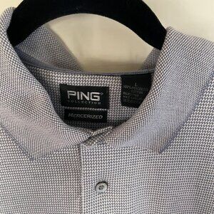 Ping Collection Men's L Mercerized Cotton Blend Golf Polo Shirt Silver